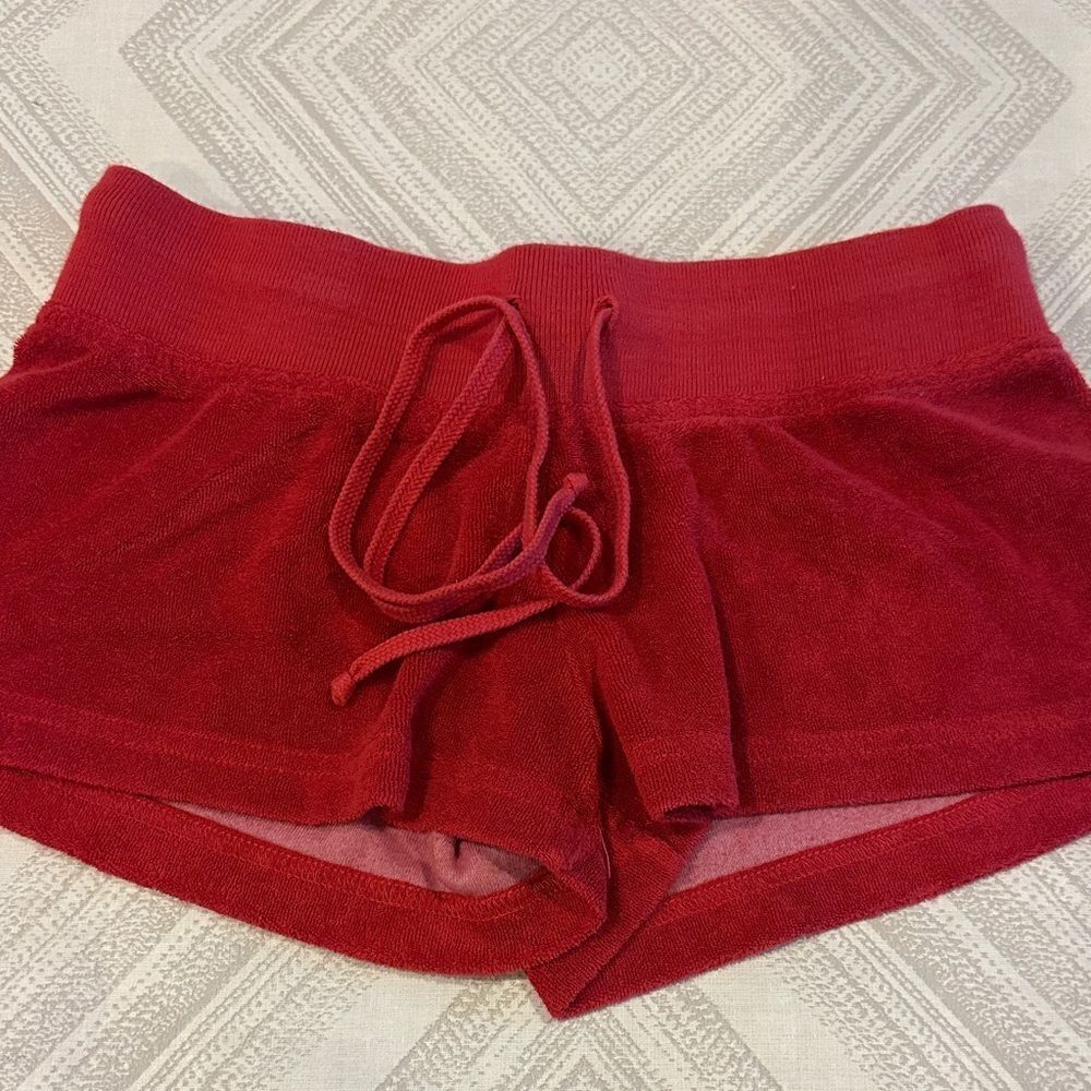 Hard Tail Girls Red Terry Cloth Tie Waist Shorts Size M